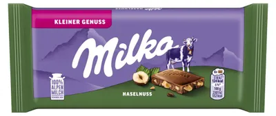Zdjęcie produktu dla Milka – mała tabliczka czekolady z orzechami laskowymi, opakowanie 45 g