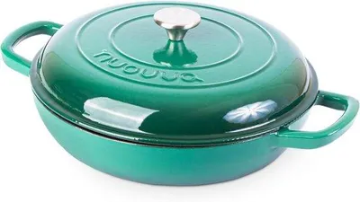 Immagine prodotto di Padella antiaderente con coperchio, marca Famanu, adatta per la cottura in forno fino a 315°C, colore verde scuro, diametro 30 cm