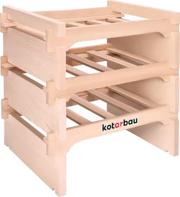 Produktbild von KOTARBAU® Weinständer mit 3 Etagen für 12 Flaschen Weinregal aus Buchenholz  53 x 48 cm  Flaschenregal mit Holzstreben Weinfalschenregal Stabiles Holzregal 4 Flaschen pro Fachboden Weinschrank Flasche