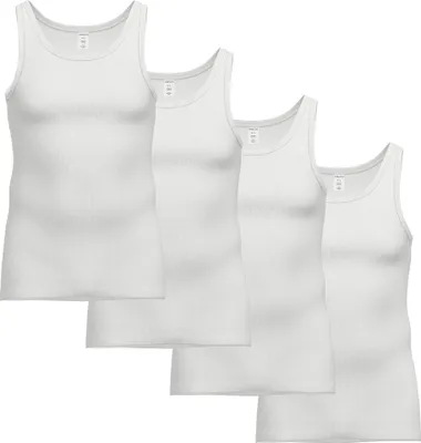 Produktbild von AMMANN Herren Unterhemden, 4er Pack - Viererpack, Doppelripp, Verlängerter Rücken, Baumwolle Weiß 2XL