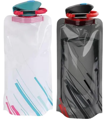 Produktbild von Faltbare Trinkflasche 2 Stück Schwarz+Weiß 700 ml BPA-frei