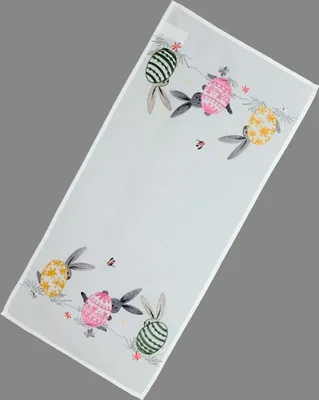 Produktbild von Tischwäsche mit Stickerei Ostereier und Osterhasen 40 x 85 cm