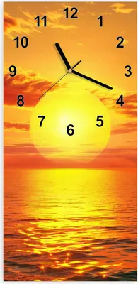 Produktbild von Wanduhr aus Glas mit Motiv Sonnenuntergang Meer- 30 x 60 cm - inkl. Aufhängesystem