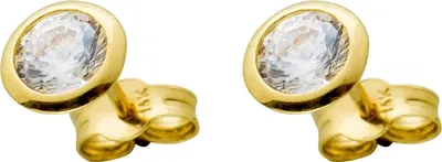 Produktbild von Solitär Ohrstecker Gelbgold 585 14 Karat weisse Zirkonia Brillantlook