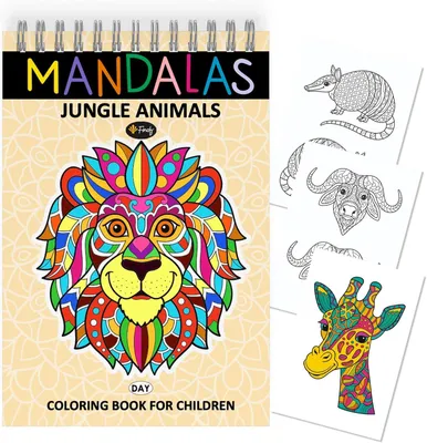 Productafbeelding van Kleurboek voor kinderen met 30 mandala's | Kleurboek met mandala's van dieren | Kleurboeken met mandala's van jungle dieren, formaat A4