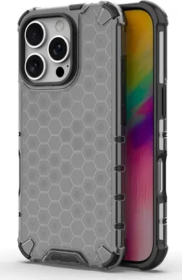 Produktbild von Mobigear Honeycomb iPhone 16 Pro Hülle Hardcase Backcover Stoßfest - Schwarz