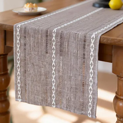 Obrázok produktu pre Bohémsky obrus, hnedý, rustikálny štýl, umývateľný, 33 x 183 cm, polyester