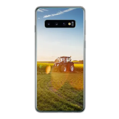 Produktbild von MuchoWow® Handyhülle Schutzhülle Hülle für Samsung Galaxy S10 Traktor - Gras - Sonnenuntergang Silikon Softcase Handy Hülle - Handytasche
