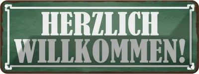 Produktbild von vianmo Blechschild 10x27 cm Herzlich Willkommen Geschenk Familie Freunde