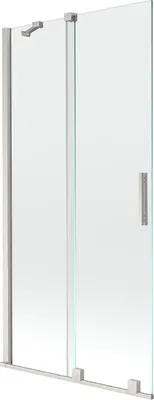 Produktbild von Mexen Velar Badewannenabtrennung 2-flügelig, 95 x 150 cm, transparent, gebürsteter Nickel - 896-095-000-01-97