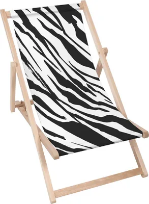 Produktbild von Dreamroots Liegestuhl klappbar Holz bis zu 130 kg, Sonnenliege klappbar mit 3-stufiger Neigungsregulierung der Rückenlehne, Zebra