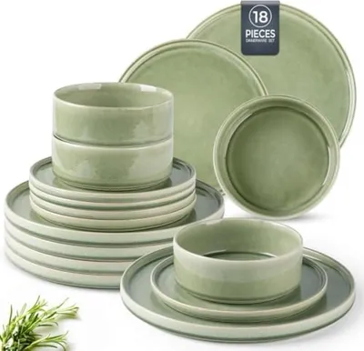 Produktbild von PromoHome® Küchenset für 4 Personen – 12-teilig, Kunststoff, Grün