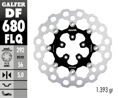 Image de Jeu de disques de frein Galfer 2x DF680FLQ CUBIQ® flottant avant 292x5mm pour Harley Davidson FLHRC 14 Road King Classic FLHTCU Electra Glide Ultra FLHXI EFI