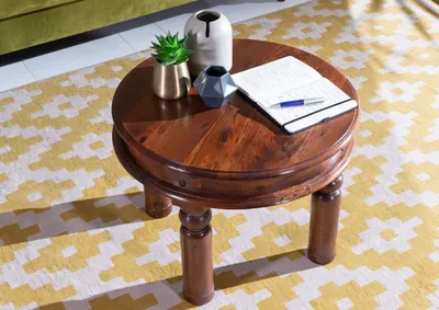 Produktbild von MASSIVMOEBEL24 Couchtisch rund Akazie 60x60x45 nougat lackiert OXFORD #329