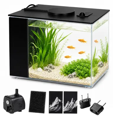 Nano-Aquarium Komplettset 3,7 l, mit Pumpe und LED, schwarz