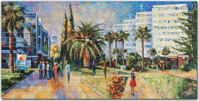 Produktbild von Coloray Bild aus Leinwand 100x50 Leinwand Dekoration - Malerei Baum Stadt