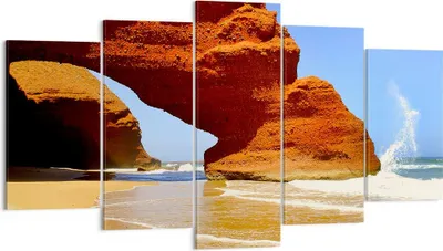 Produktbild von Bild auf Leinwand - Leinwandbild - Felsen Sandstein Ozean Natur - 160x85cm - Wand Bild - Wanddeko - Leinwanddruck - Bilder - Kunstdruck - Wanddekoration - Leinwand bilder - Wandkunst - EA160x85-1524