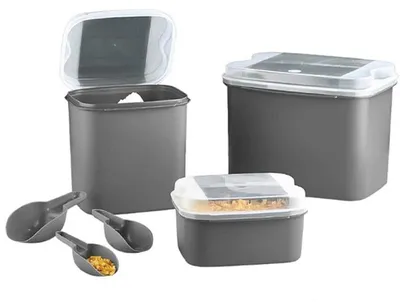 Produktbild von Vorratsdosen Set, (3er Set, 10 L + 4.5 L + 1.6 L), Grau