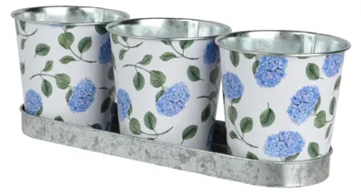 Produktbild von OttoSimon Zink Blumentopf für draußen 10 cm 3er Set Pflanzgefäße