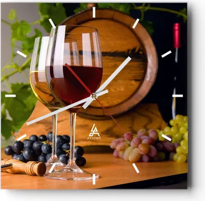 Produktbild von Wanduhr - Quadrat - Glasuhr - Alkohol Fass trinken Flasche - 30x30cm - Schleichendes Uhrwerk - Lautlos - zum Aufhängen bereit - Dekoration Modern - Wanddekoration aus Glas - C3AC30x30-2238