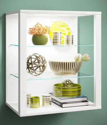 Produktbild von VCM Vitrine hängend | Vitrine ohne Glasfronten | Maße ca. H. 60 x B. 52 x T. 35 cm | Hängevitrine | Modern und platzsparend | Vitrinenschrank - Glasol S