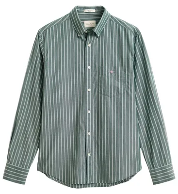Produktbild von Gant Hemd gestreift grün mit langen Ärmeln, Button-down Kragen und Brusttasche