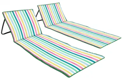 Productafbeelding van 2-delige Vouwbare Strandmat met Verstelbare Rugleuning