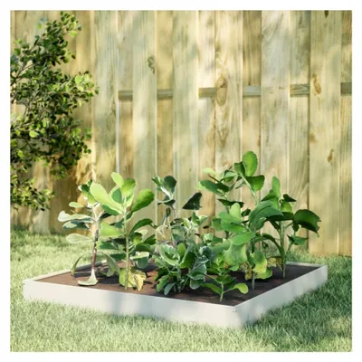 Produktbild von Hochbeet aus Metall Pflanzkübel Pflanzbeet Gartenbeet Pflanzkasten Blumenkasten Gemüsebeet Blumenbeet Weiß 100x100x18,5 cm