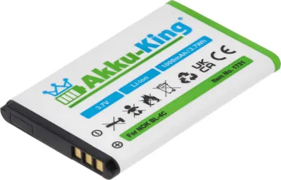 Produktbild von Akku-King 61745, Akku, Jede Marke, Schwarz, Weiß, Lithium-Ion (Li-Ion), 1000 mAh, 3,7 V