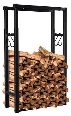 Zdjęcie produktu dla Półka na drewno kominkowe Peviasot, 60-100 cm, metalowa, do przechowywania drewna opałowego, półka na drewno do salonu, stojak na drewno
