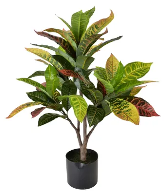 Produktbild von Kunstpflanze Kunststoff Viridis Kroton 16x15x77 cm Mehrfarbig/Schwarz 1 Stück