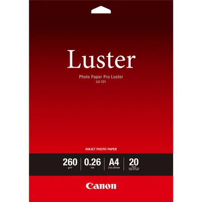 Produktbild von Canon LU-101 Luster Fotopapier Pro A4 – 20 Blatt, Satin, 260 g/m², Weiß, 260 µm, 10 - 35 °C, 10 - 35 °C