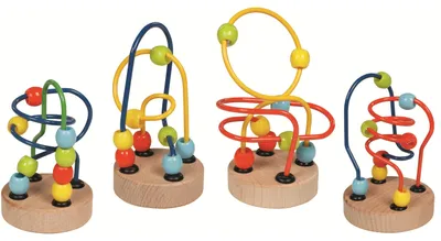 Produktbild von goki 59994 Motorik-Schleifen, H= 7-9 cm, Holz, Metall, natur (Modell zufällig, 1 Stück)