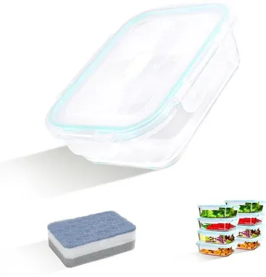 Immagine prodotto di Contenitori per alimenti in vetro, confezione da 8, 1040 ml, senza BPA, con coperchio