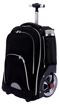 Immagine prodotto di Zaino da viaggio con ruote da 45 litri, pratico zaino da cabina con rotelle, multifunzionale, ideale per viaggi brevi, viaggi di lavoro, scuola o shopping (nero)