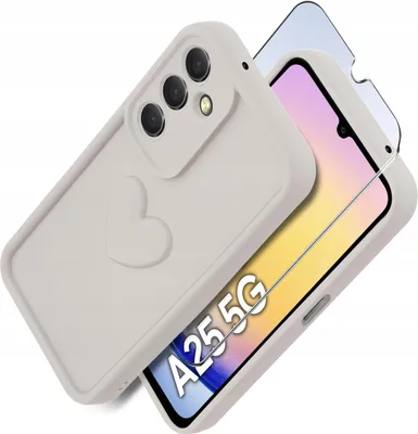 Immagine prodotto di Custodia in silicone opaco con cuore per Samsung A25 5G + Protezione per lo schermo 9H
