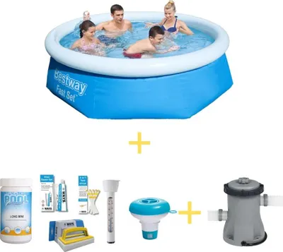 Zdjęcie produktu dla Basen Bestway - zestaw Fast - 244 x 66 cm - w tym zestaw konserwacyjny WAYS i pompa filtrująca