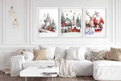 Produktbild von DECOWALLS Poster Set 3 Teile - Weihnachtsposter für Wohnzimmer - Weihnachtsmann 30x40 cm