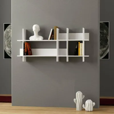 Image de Selvaggia - Étagère, 150x22x70h cm Blanc, 4 Étagères