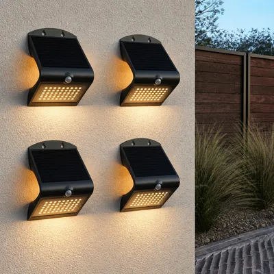 Image de HOFTRONIC - Applique murale solaire 4W 3000K IP65 Noir détecteur de mouvement