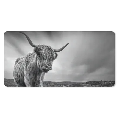 Produktbild von MuchoWow® Schreibtischunterlage Kühe - Schottische Hochlandkühe - Natur - Tiere - Schwarz und weiß 80x40 cm - XXL Mauspad - Gaming Mauspad