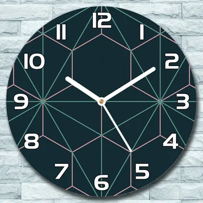 Produktbild von Wanduhr aus Glas Rund fi 30 Sechseck und Dreieck Quarz Deko Schlafzimmer Büro