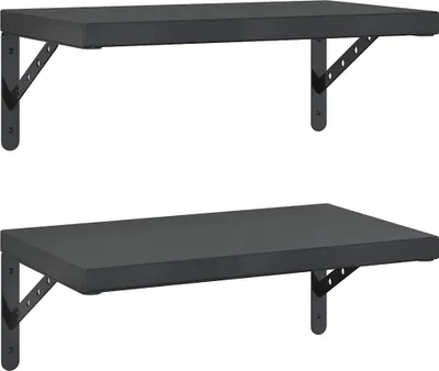 Zdjęcie produktu dla vidaXL Półki ścienne 2 szt. 50x30 cm czarna stal nierdzewna