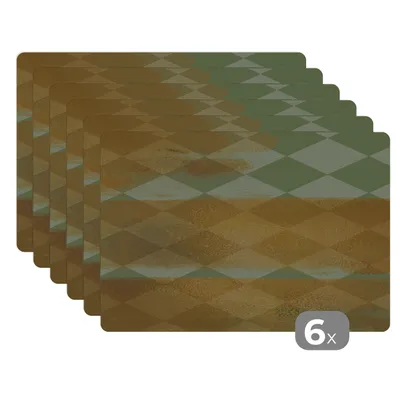 Obrázok produktu pre MuchoWow® Podložky Sada 6 podložiek Umývateľné podložky 30x45x0.3cm Vzory - zelená - zlatá - farba Podložka pod stôl Nekĺzavá a odolná voči teplu
