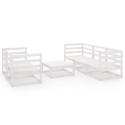Immagine prodotto di vidaXL set da salotto da giardino 6 pezzi in legno di pino massiccio bianco