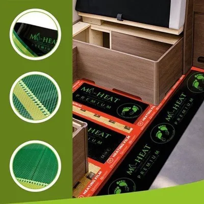 Zdjęcie produktu dla Folia grzewcza podczerwieni do kamperów - 0,5 x 1,25 metra - moc 130 W/m² - cienka grzałka podłogowa - do kamperów i przyczep