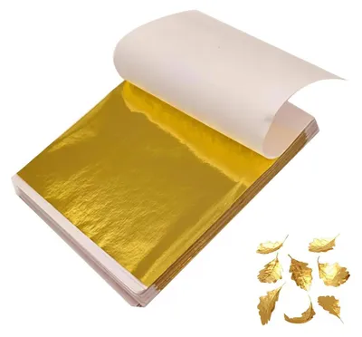 Produktbild von Blattgold Imitation 100 Blätter 8 x 8,5 cm für Basteln & Dekoration