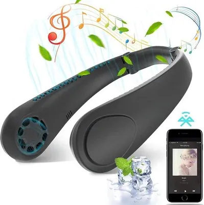 Obrázok produktu pre Prenosný Bluetooth ventilátor, tichý USB, mini, bezlopatkový, nastaviteľný, 3 rýchlosti