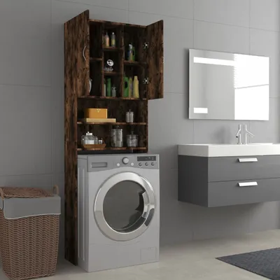 Produktbild von "im Angebot" Waschmaschinenschrank Räuchereiche 64x25,5x190 cm - Badezimmerschränke CC21316