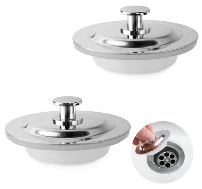 Produktbild von 2 universelle Abflussstopfen 42-44 mm, Abflussstopfen aus Edelstahl, Ersatzstopfen für Spülbecken, Abflussstopfen mit Griff, Abflussstopfen für Küchenspülen und Badewannen